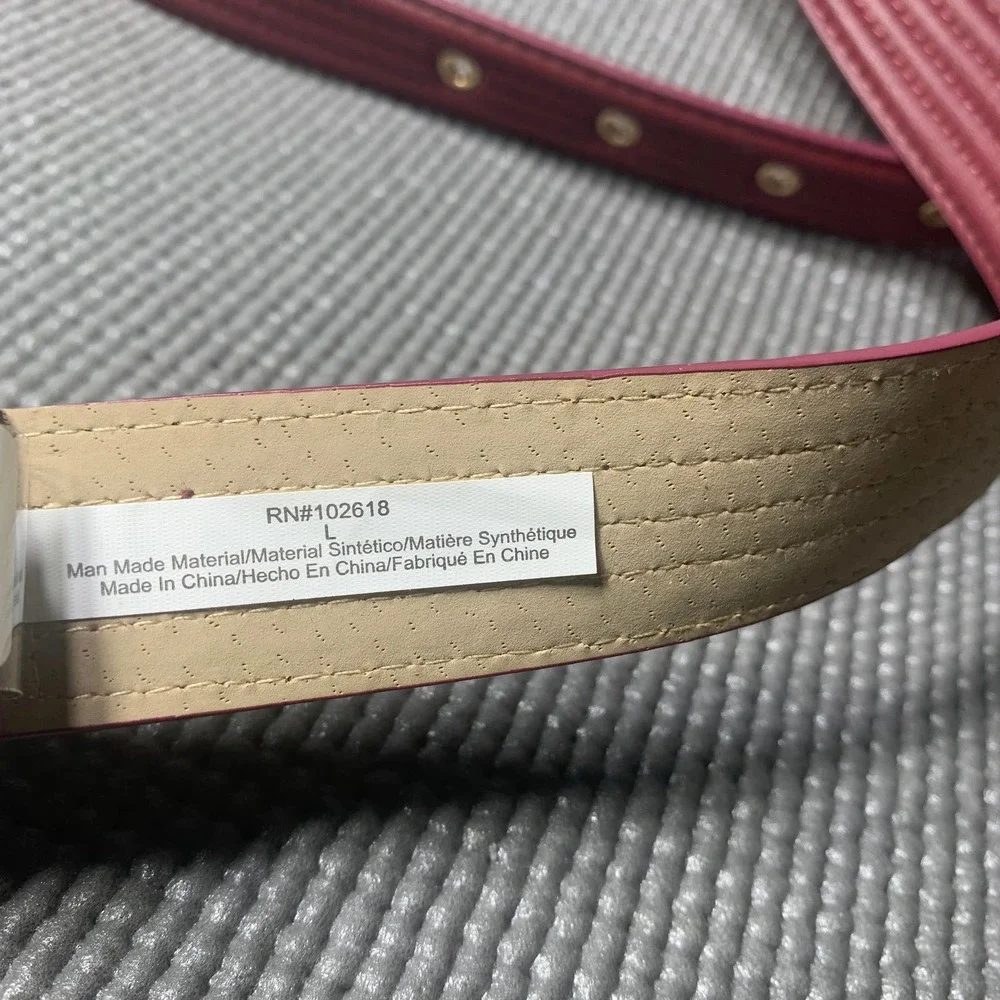 Steve Madden Womens Belts Size Large Wine Red Gold Trapunto Stitch Sleek‎